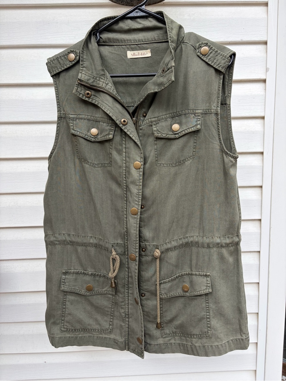Altar’d State Olive Utility Vest Tencel Military Cargo Women’s Large